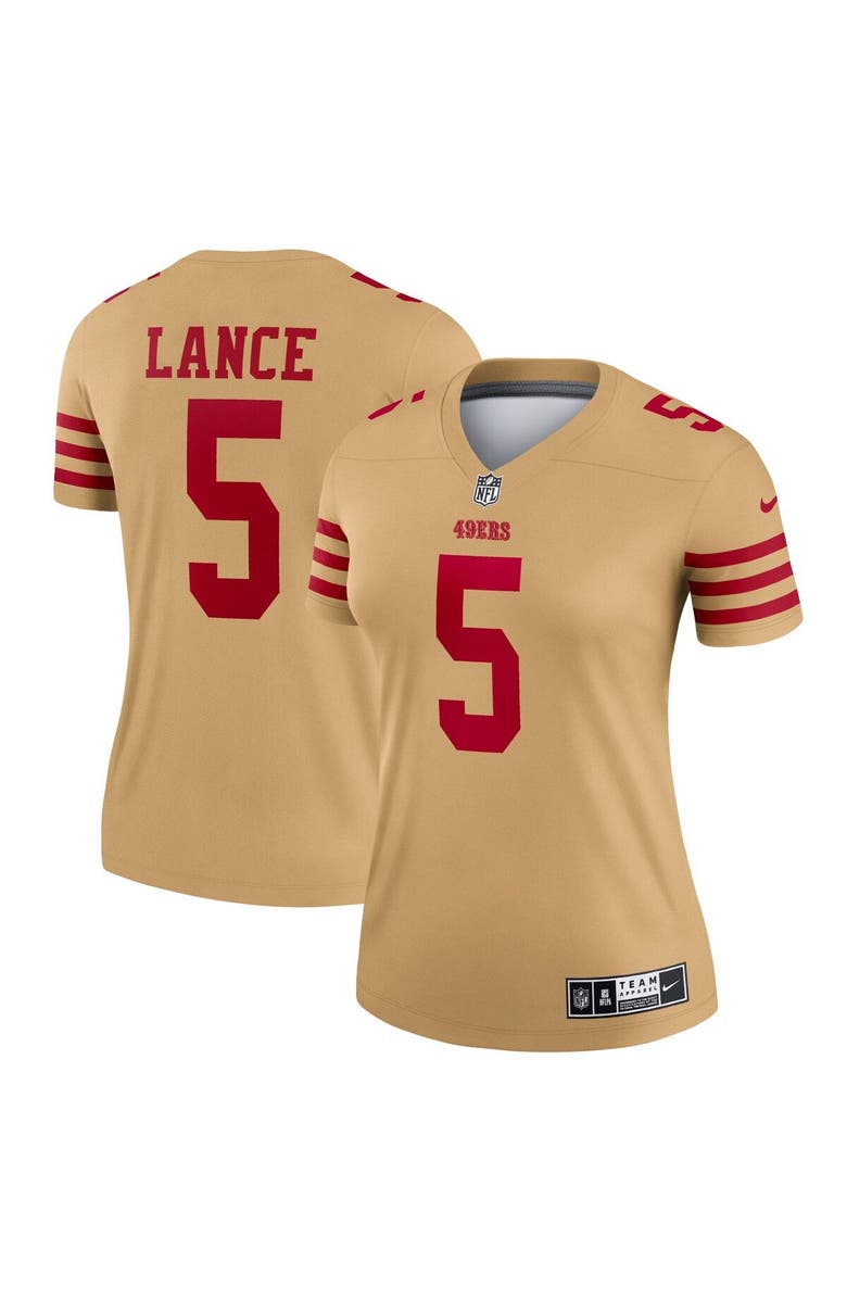 Nike Women's Nike Trey Lance Gold San Francisco 49ers Inverted Legend Player Performance Top, Main, color, 