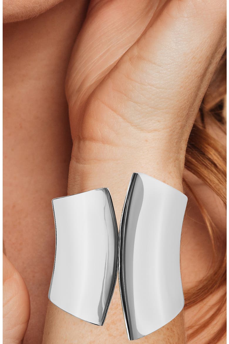 Wide Hinged Asymmetric Cuff Bracelet (Nordstrom Exclusive), Alternate, color, SILVER