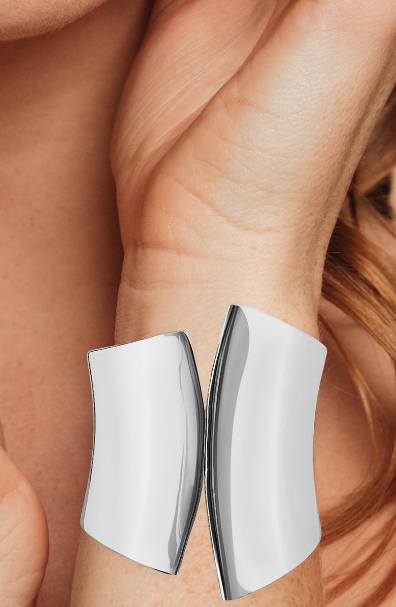 JARDIN Wide Hinged Asymmetric Cuff Bracelet, Alternate, color, Silver