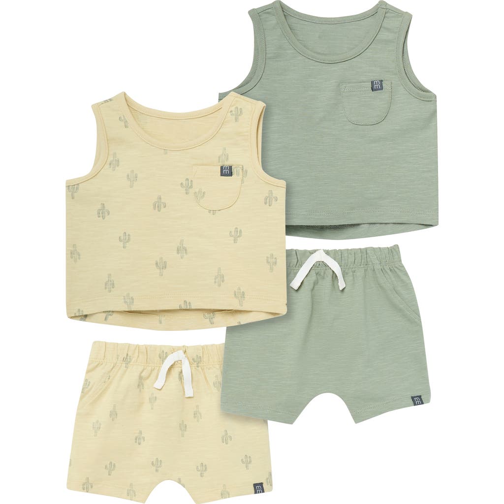 Modern Moments™ By Gerber Sleeveless Shirt And Shorts Set In Dusty Yellow Cactus/md Green