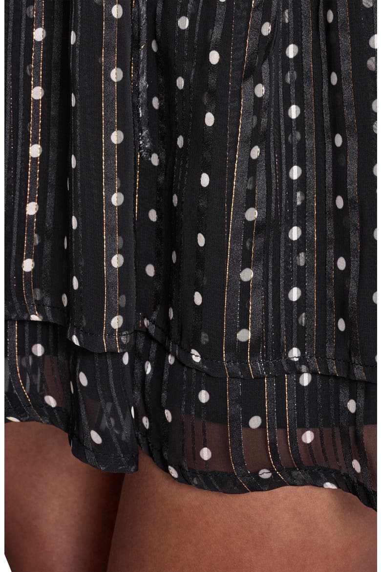 Metallic Stripe Polka Dot Long Sleeve Minidress, Alternate, color, BLACK.LINEN DOT