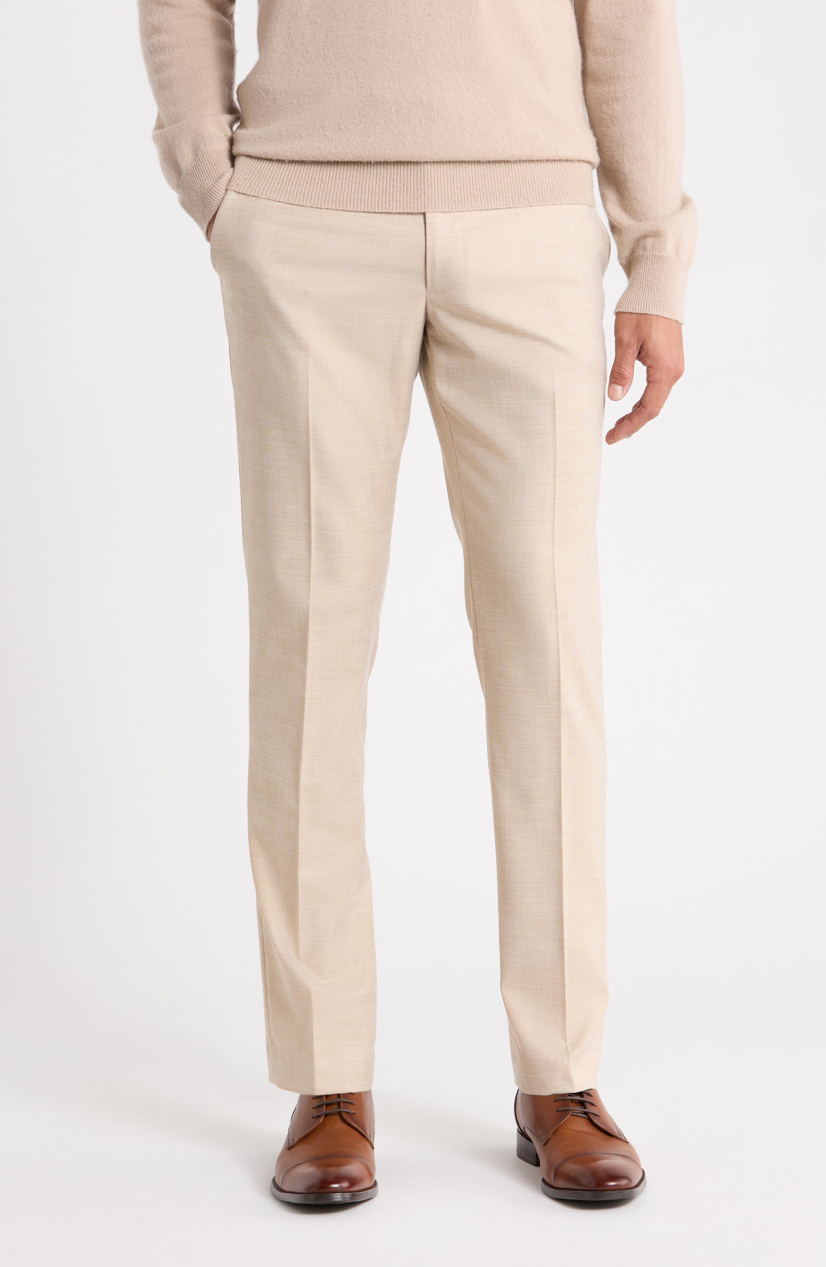 Sharkskin Flat Front Dress Pants