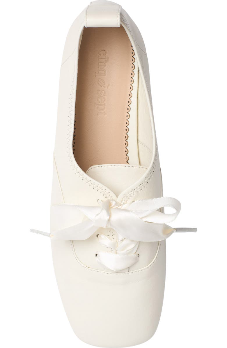 Cinq à Sept Christina Lace-Up Flat, Alternate, color, Ivory