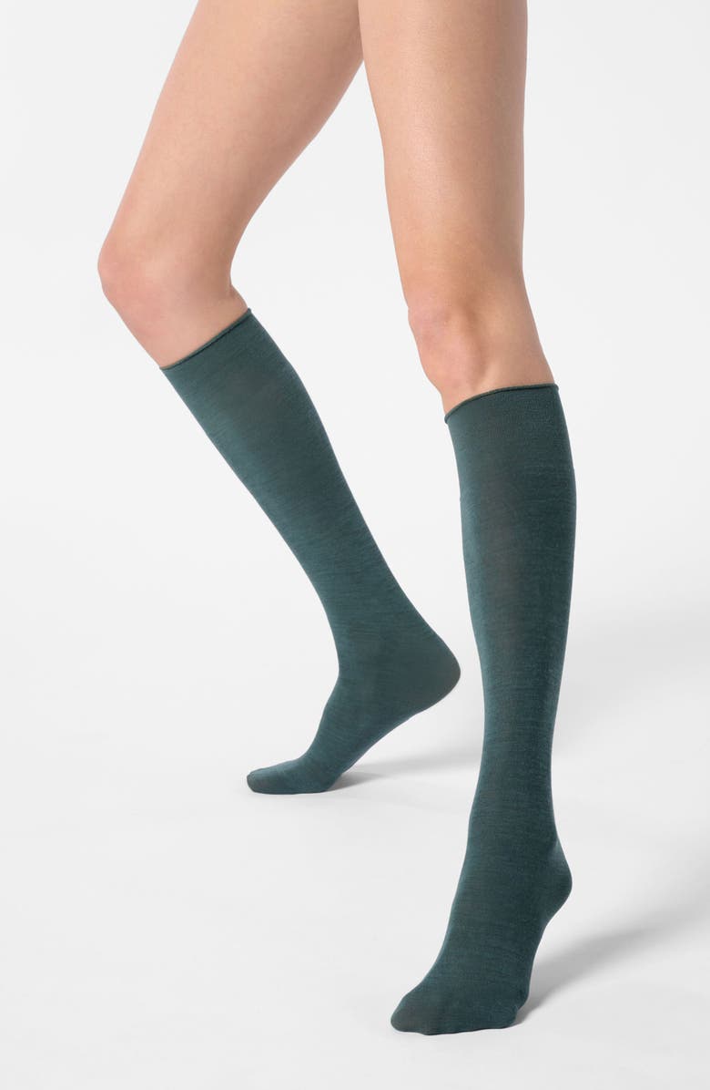 Oroblu Nives Knee High Wool Blend Socks, Main, color, Forest