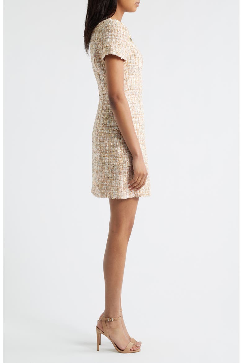 Pin Detail Bouclé Dress, Alternate, color, IVORY/ GOLD