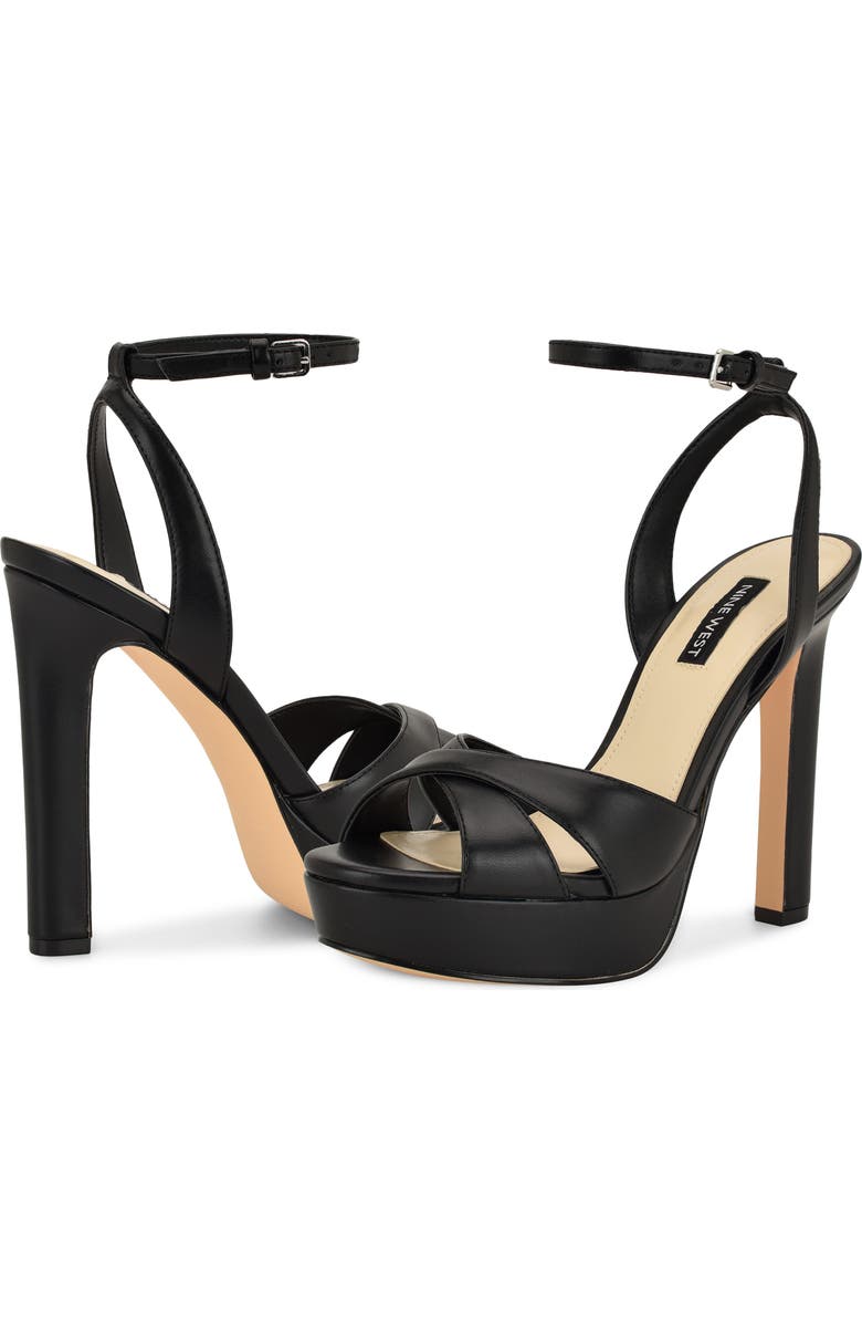 Nine West Wilda Ankle Strap Platform Sandal, Alternate, color, Black