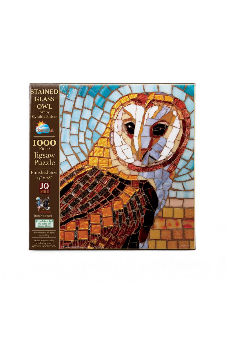 Stained Glass Owl 1000 piece Jigsaw Puzzle for Adults, Alternate, color, Multicolor