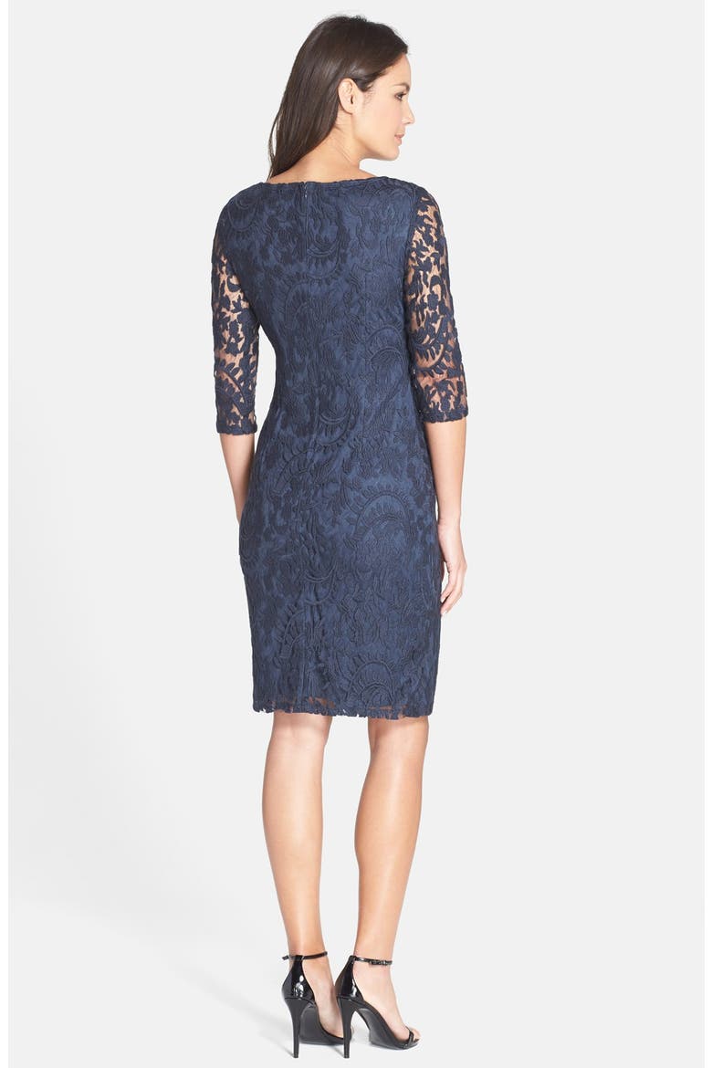 Ruched Lace Sheath Dress, Alternate, color, ECLIPSE