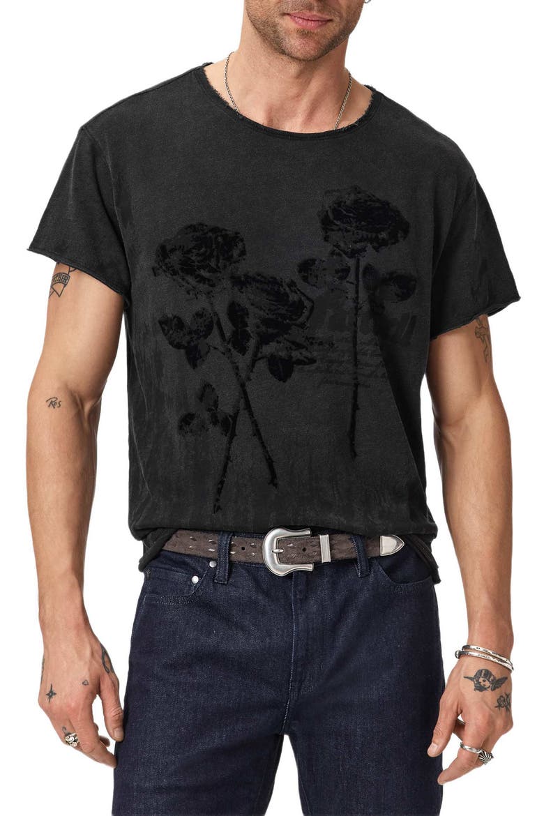Raw Edge Graphic T-Shirt, Main, color, CHARCOAL