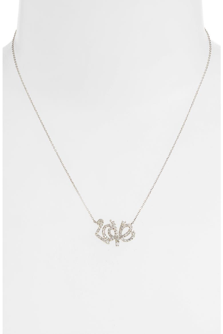 Love Letter Love Script Pendant Necklace, Alternate, color, SILVER/ SAPPHIRE