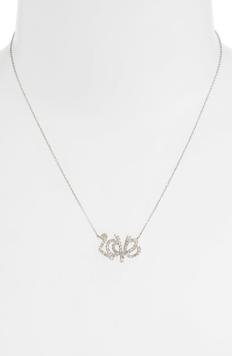 Anzie Love Letter Love Script Pendant Necklace, Alternate, color, Silver/ Sapphire