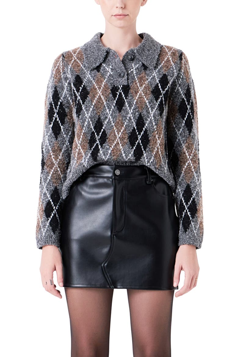 Argyle Sweater, Alternate, color, GREY
