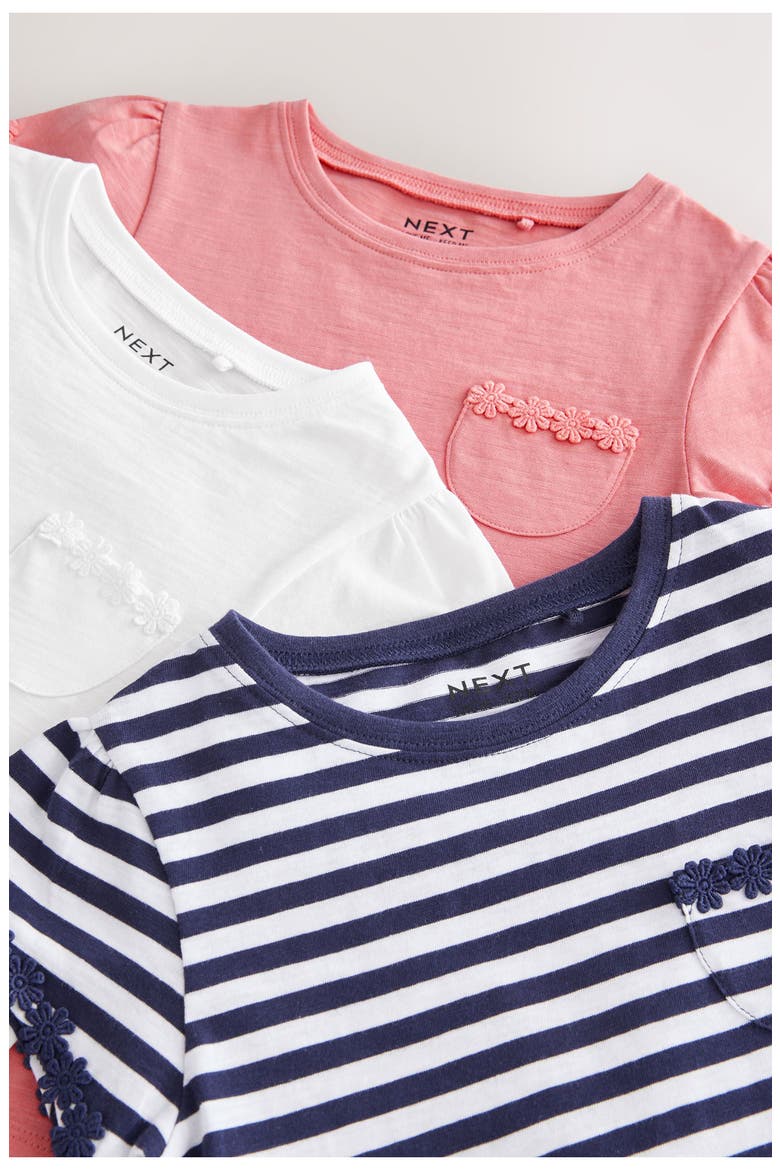 Kids' Assorted 3-Pack Floral Appliqué Cotton T-Shirts, Alternate, color, MULTI