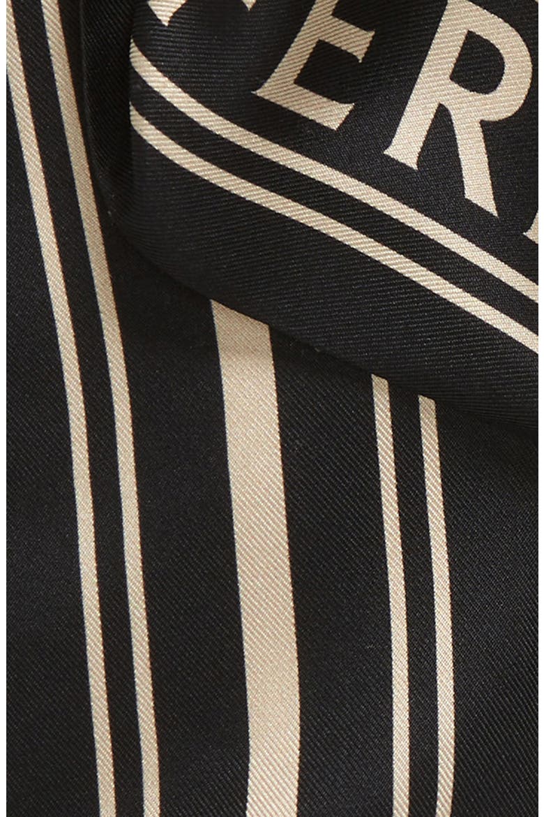 Focus Stripe Print Silk Twilly Scarf, Alternate, color, BEIGE/ BLACK/ WHITE