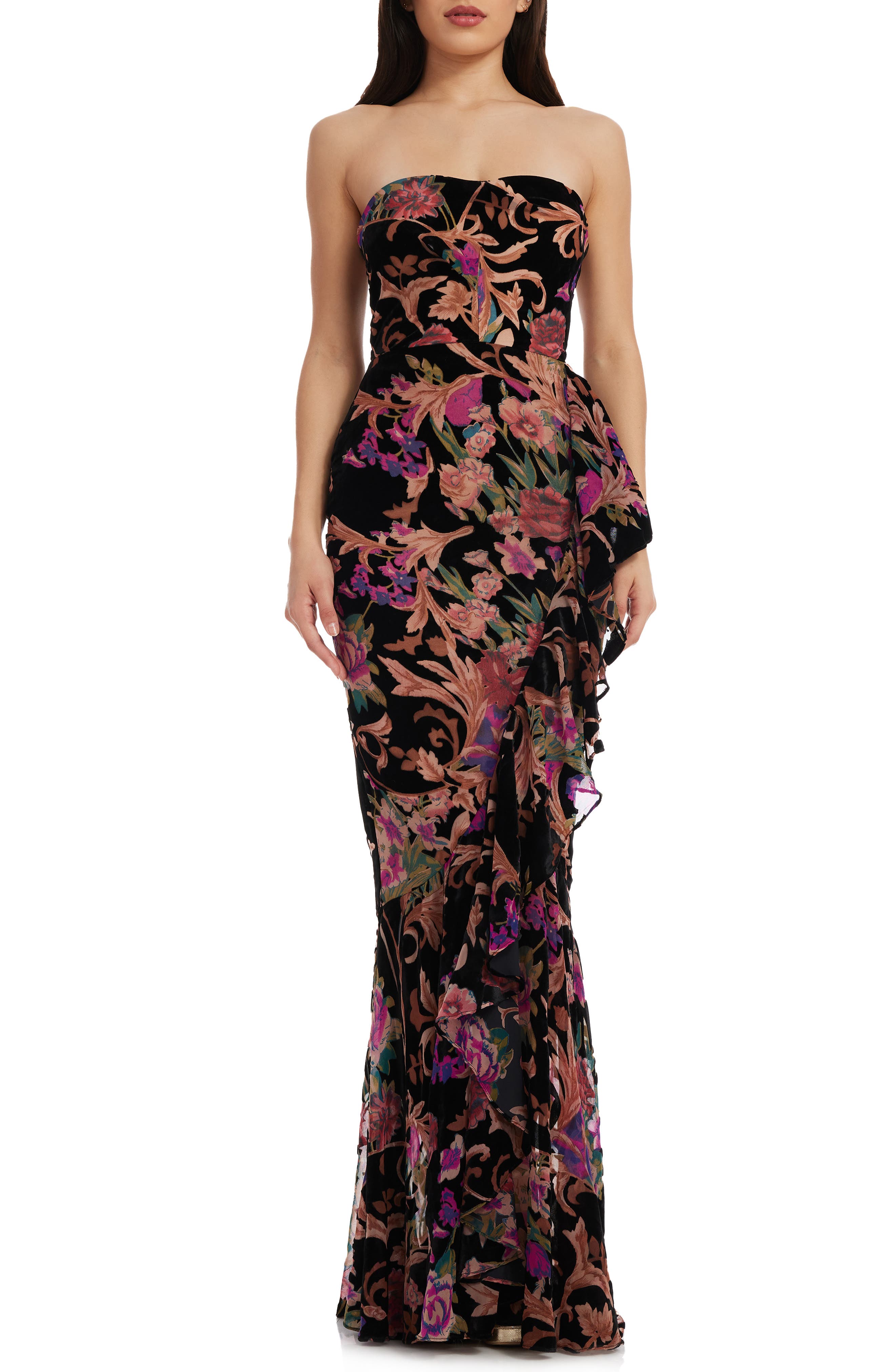 Paris Ruffle Strapless Gown