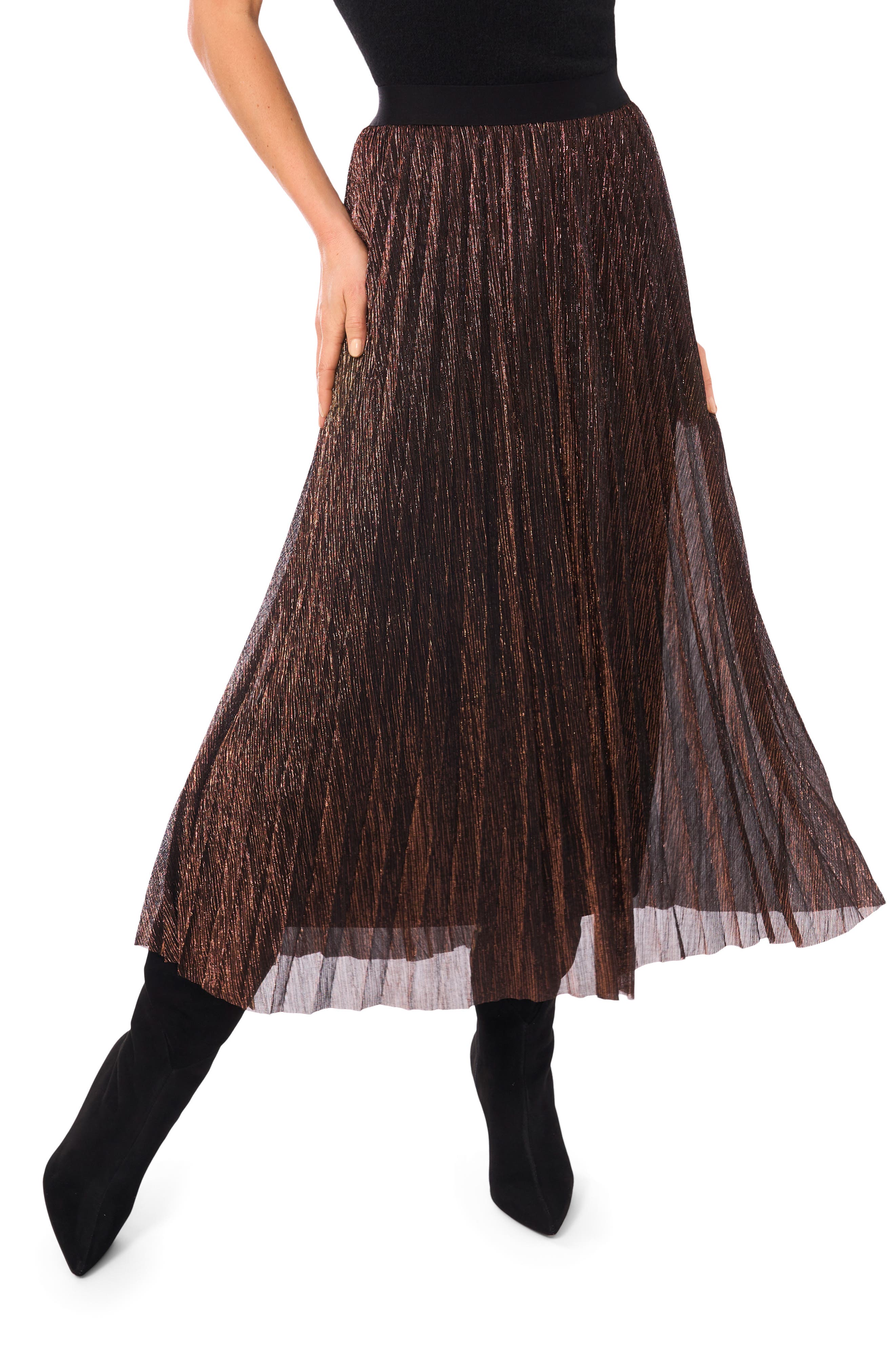 Halogen® Metallic Pleated Skirt
