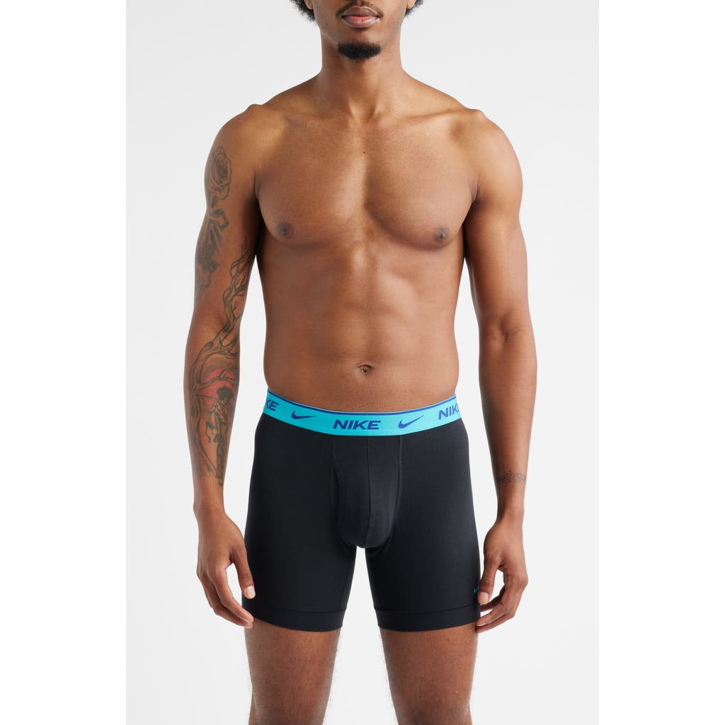 Nike Dri-fit Essential Assorted 3-pack Stretch Cotton Boxer Briefs In Black