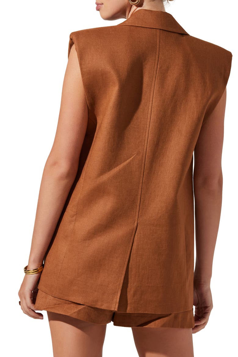 Kyrie Extended Shoulder Linen Vest, Alternate, color, ALMOND