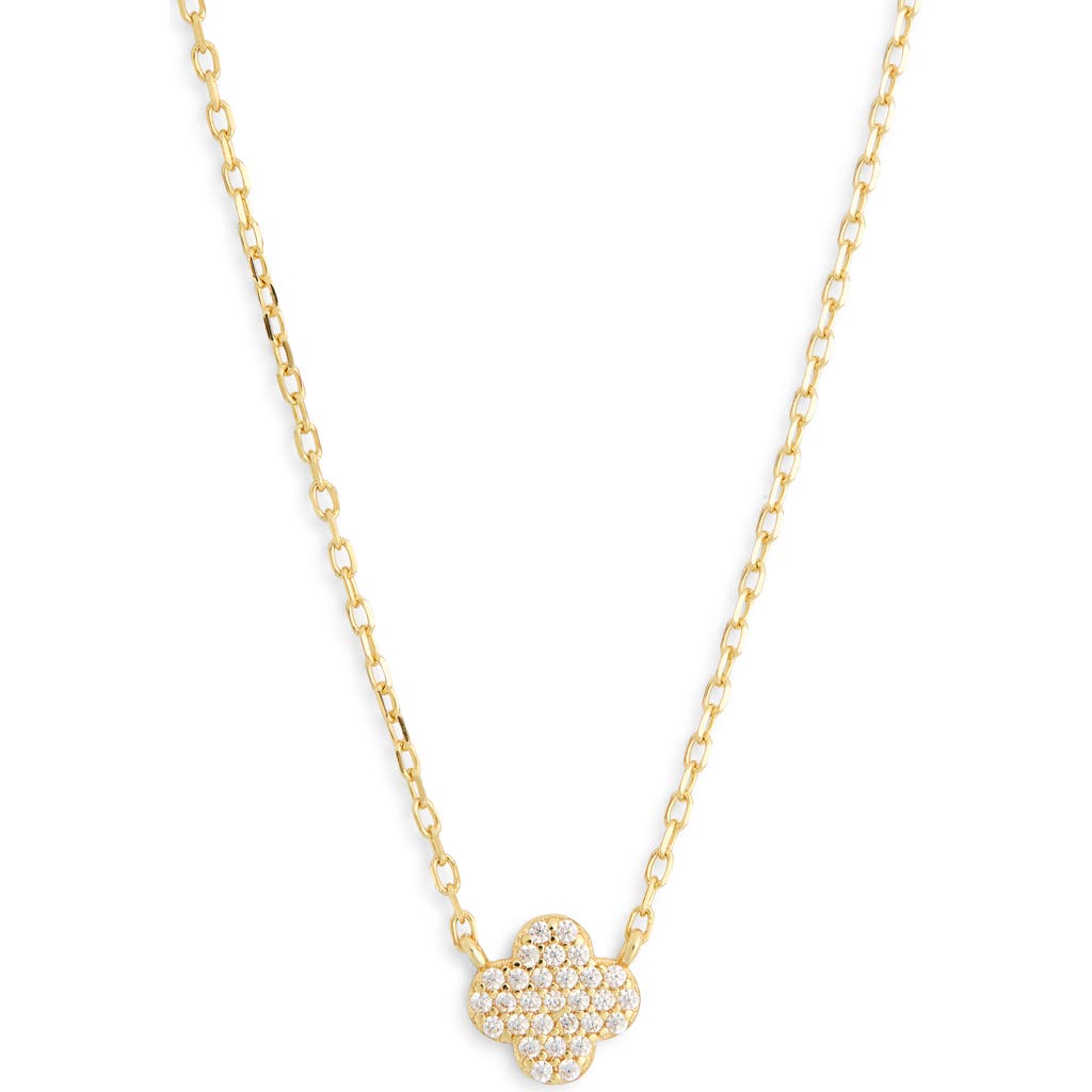 Argento Vivo Sterling Silver Pavè Clover Pendant Necklace In Gold