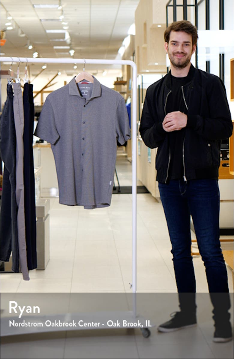 Solid Technical Piqué Knit Short Sleeve Button-Up Shirt, sales video thumbnail