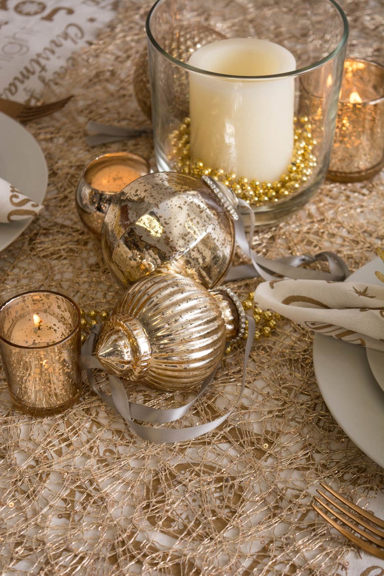 Sequin Mesh Table Runner Roll 16x120", Alternate, color, Gold