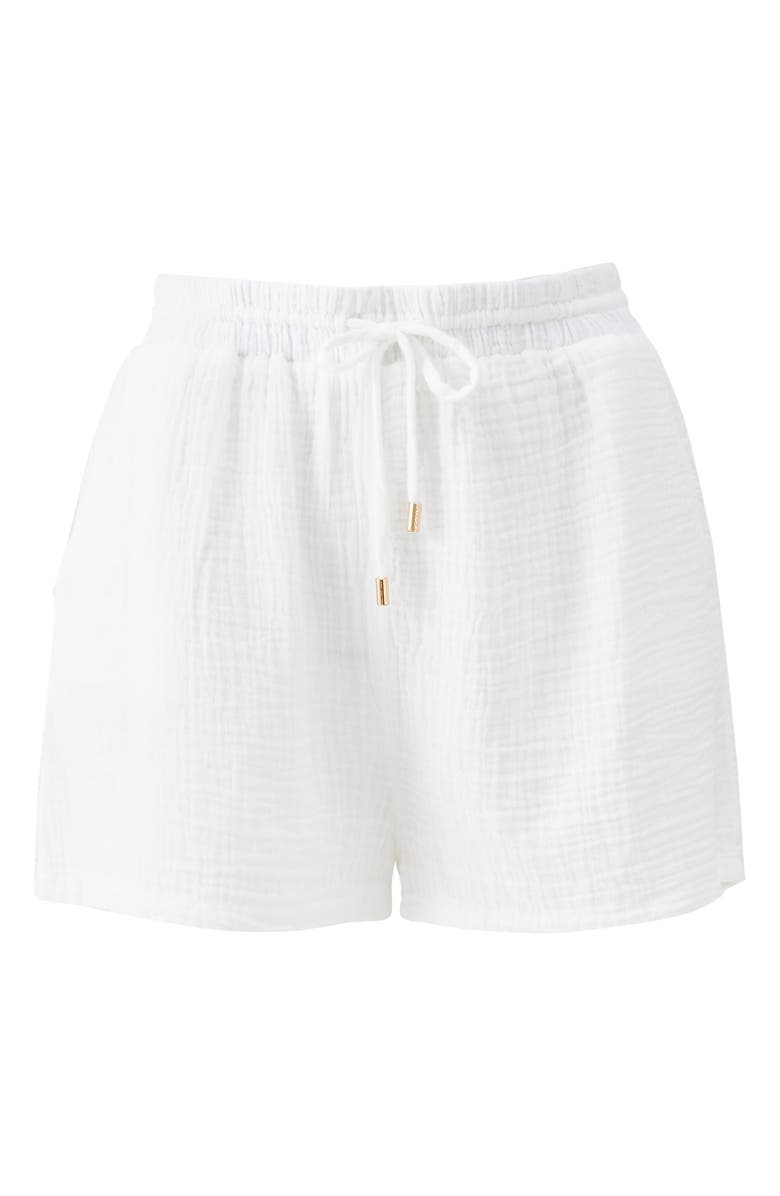 Melissa Odabash Abbie Cotton Gauze Cover-Up Shorts, Alternate, color, White