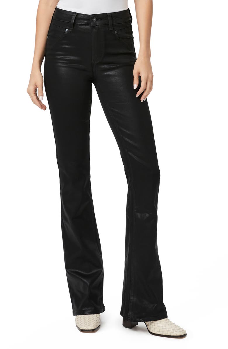 PAIGE Laurel Canyon Coated High Waist Flare Jeans, Main, color, Black Fog Luxe Coating