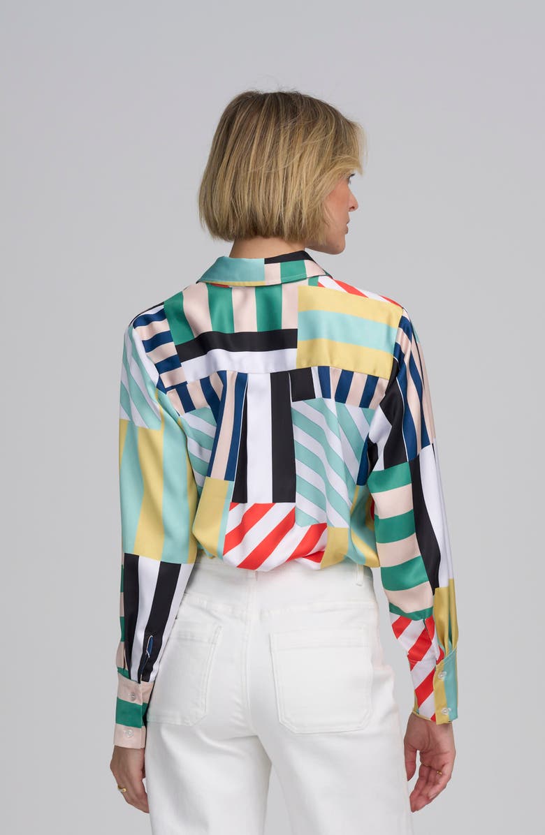 ELLE Collection Striped Long Sleeve Shirt, Alternate, color, Multi