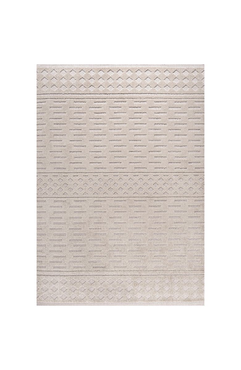 JONATHAN Y Xlendi High-Low Pile Moroccan Geometric Indoor/Outdoor Area Rug, Main, color, Beige