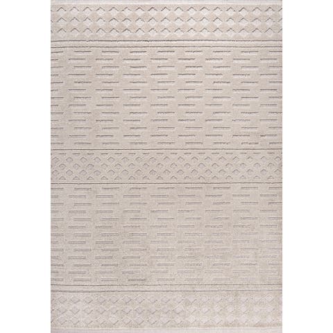 Xlendi High-Low Pile Moroccan Geometric Indoor/Outdoor Area Rug