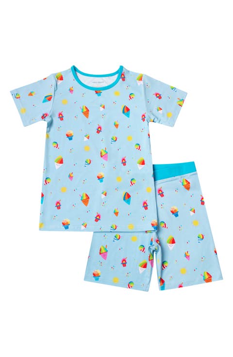 Kids' Rainbow Shave Ice Fitted Knit T-Shirt & Shorts Pajama Set
