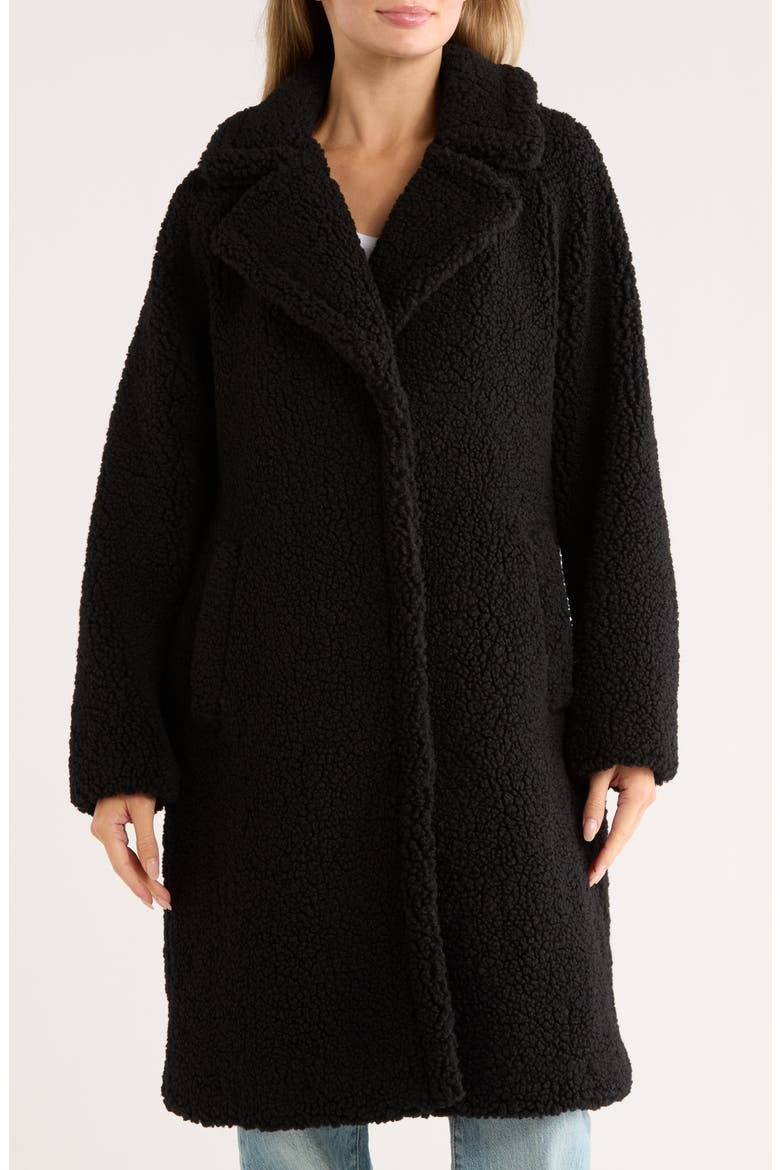 Missy Faux Shearling Coat, Main, color, BLACK