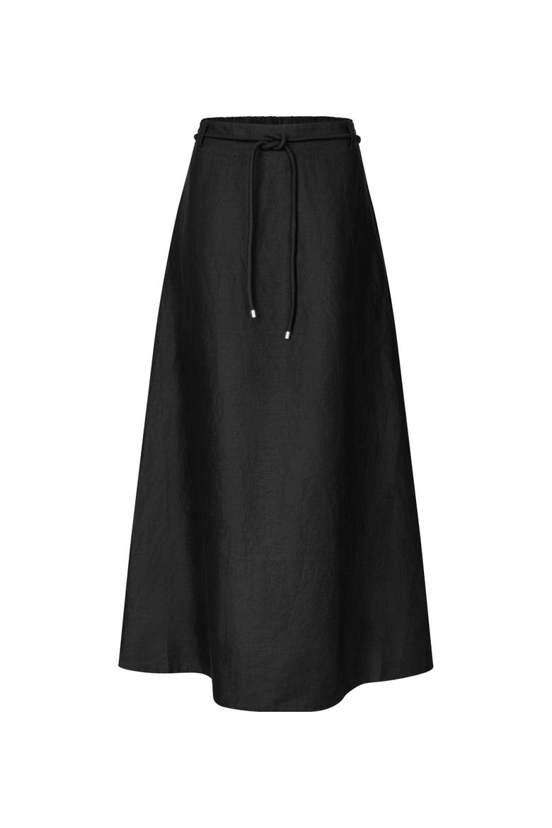 Masolenith Linen Maxi Skirt, Alternate, color, Black