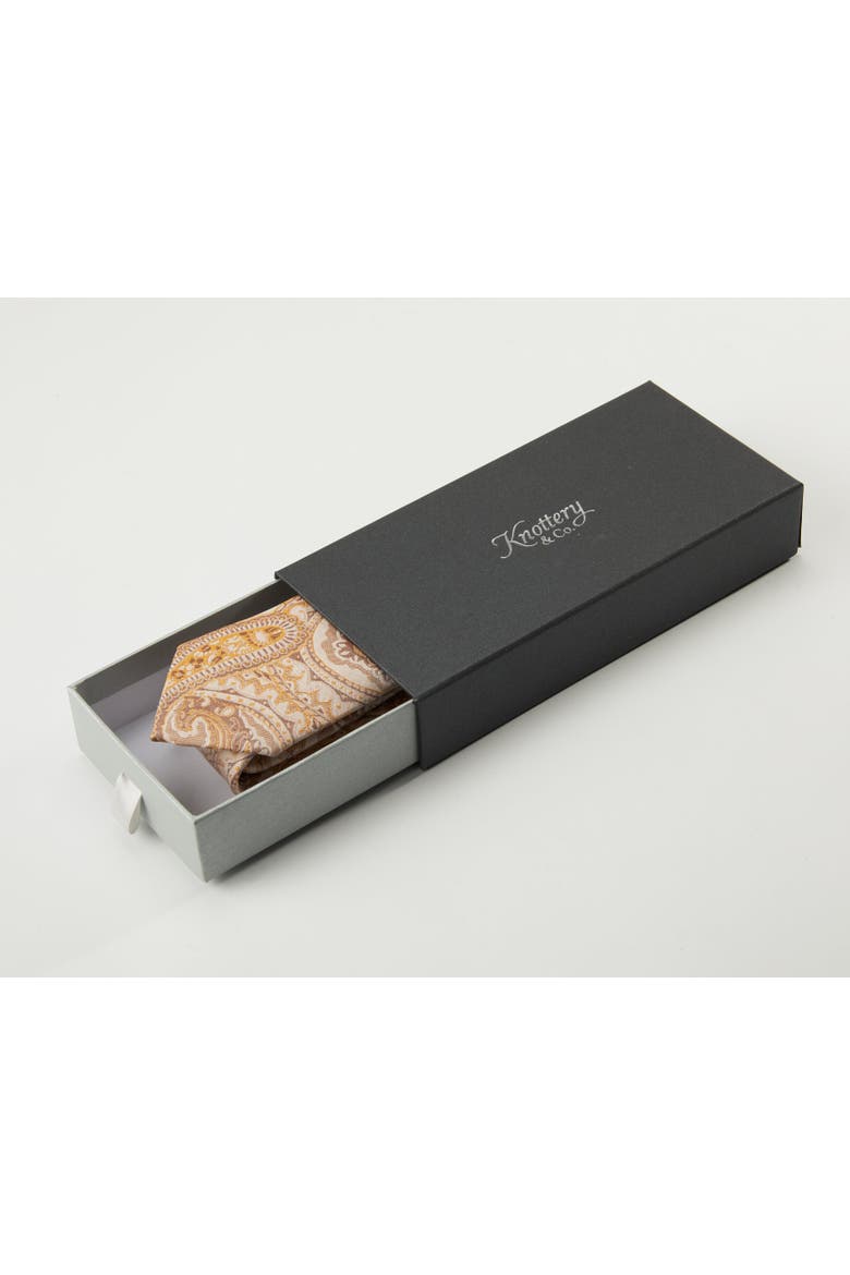 Paisley Silk Jacquard Tie, Alternate, color, Latte