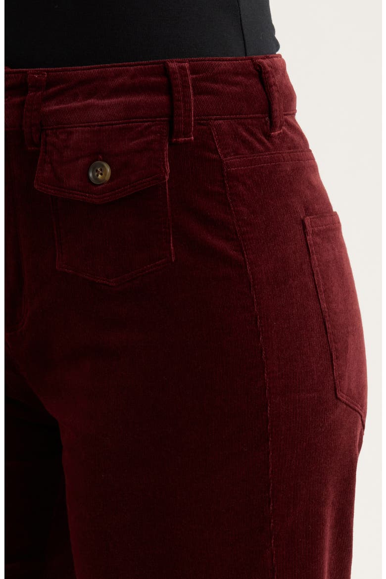 Leenah Patch Pocket Ankle Wide Leg Corduroy Pants, Alternate, color, DARK OXBLOOD