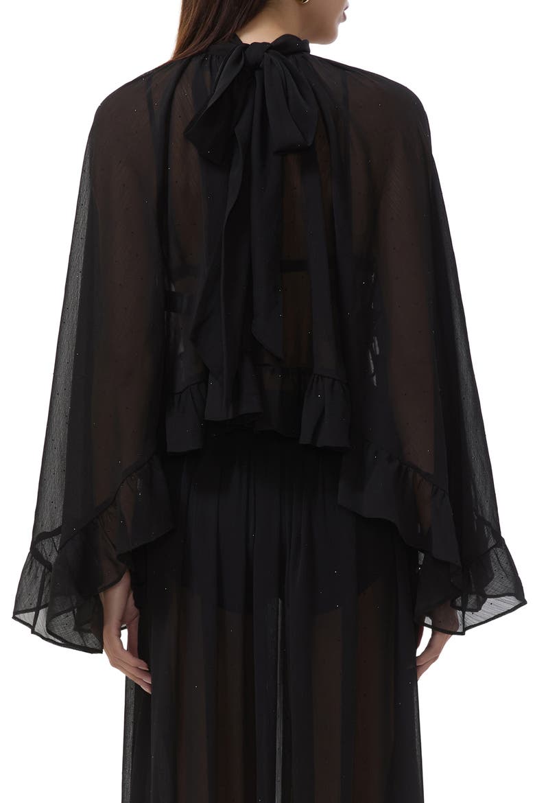Hadlie Sheer Rhinestone Chiffon Top, Alternate, color, NOIR