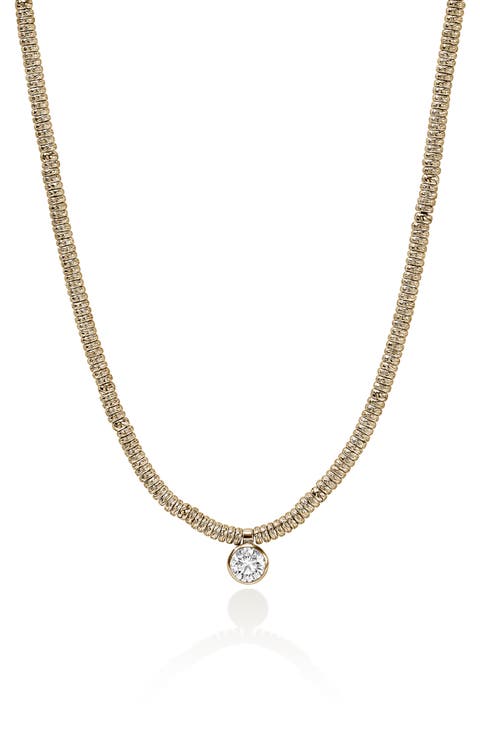 JH Lovestruck 14k Gold Lab Grown Diamond Heishi Pendant Necklace