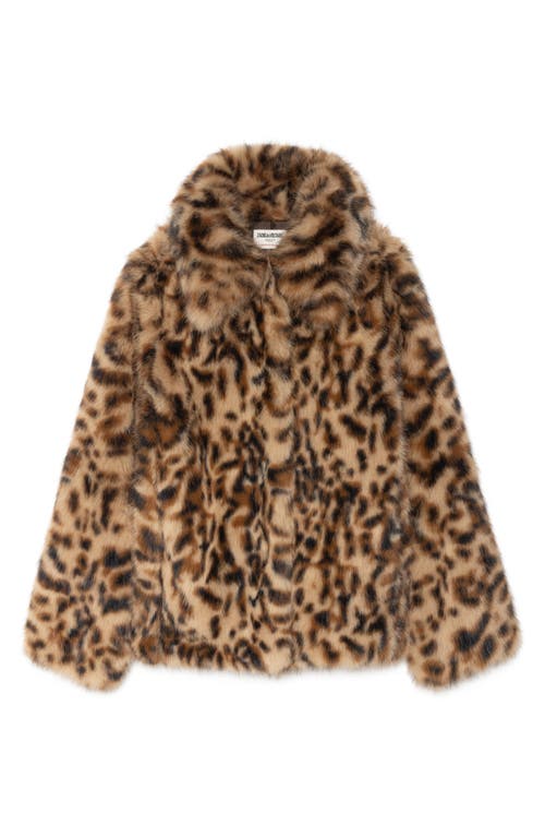Zadig & Voltaire Leopard-print Faux-fur Coat In Brown