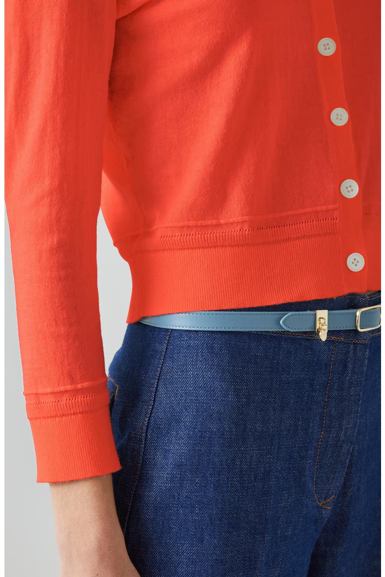 Michelle Stretch Cotton Blend Cardigan Sweater, Alternate, color, RED