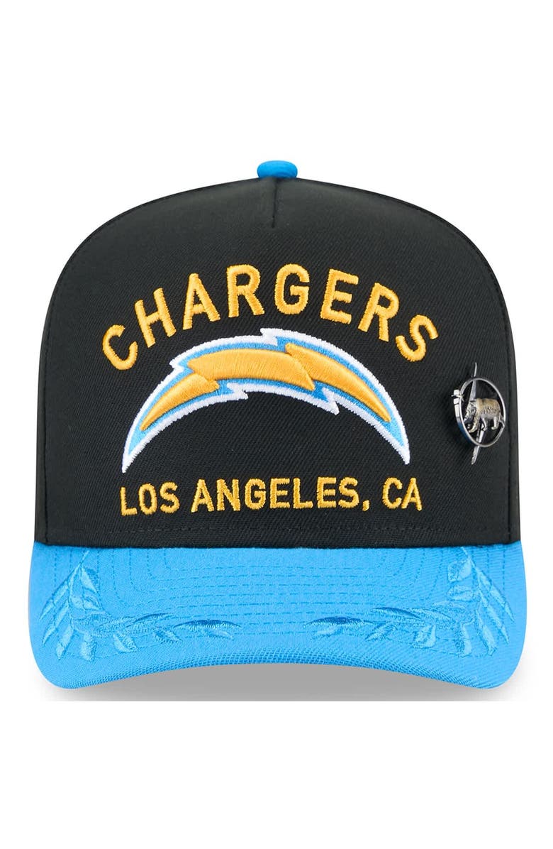 New Era Men's New Era Black/Powder Blue Los Angeles Chargers 2025 NFL Draft On Stage A-Frame 59FIFTY Fitted Hat, Alternate, color,