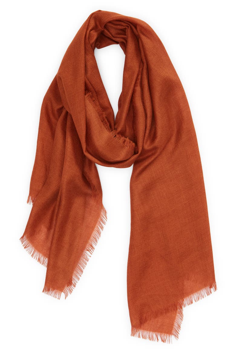 Cashmere & Silk Wrap, Alternate, color, RUST UMBER