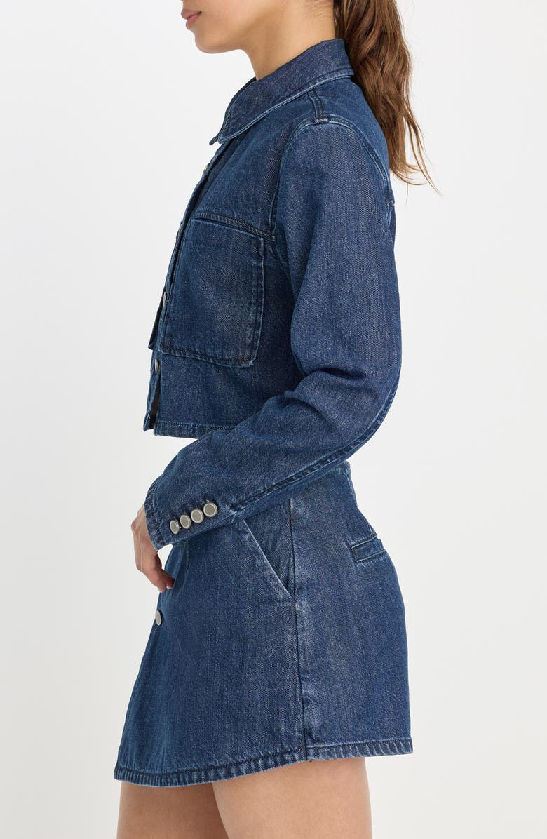 Good American Cropped Denim Jacket, Alternate, color, Indigo1187