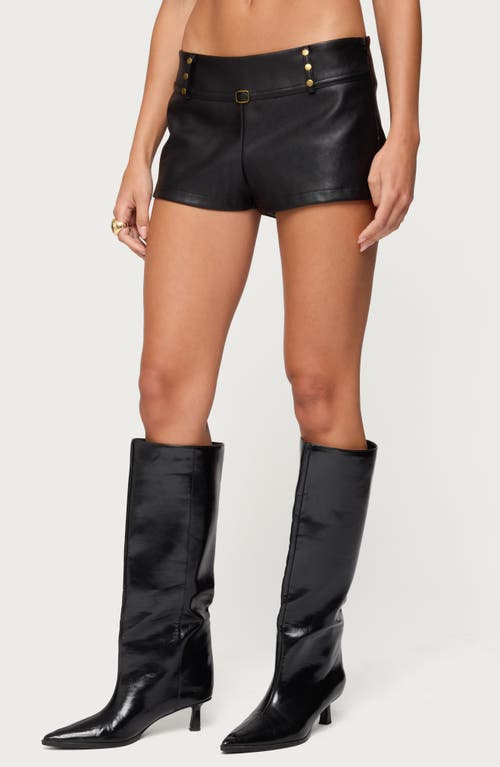 Edikted Reese Studded Faux Leather Micro Shorts In Black