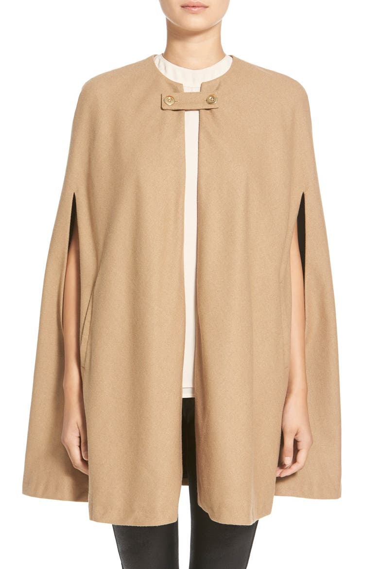 Collarless Woven Cape, Main, color, BEIGE