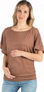 24seven Comfort Apparel Maternity Loose Fit Dolman Top with Wide Sleeves