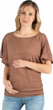 24seven Comfort Apparel Maternity Loose Fit Dolman Top with Wide Sleeves