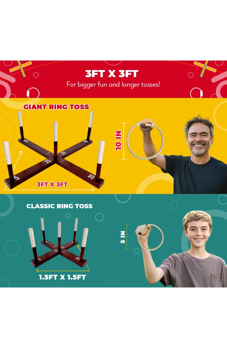 Swooc Games Giant Rustic Ring Toss Outdoor Game, Alternate, color, Brown