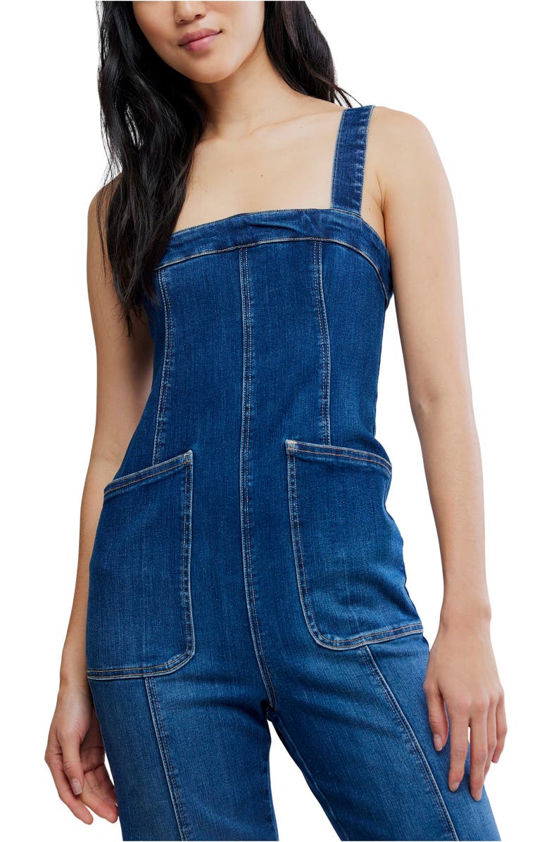 Free People Suns Out Denim Bootcut Jumpsuit, Alternate, color,