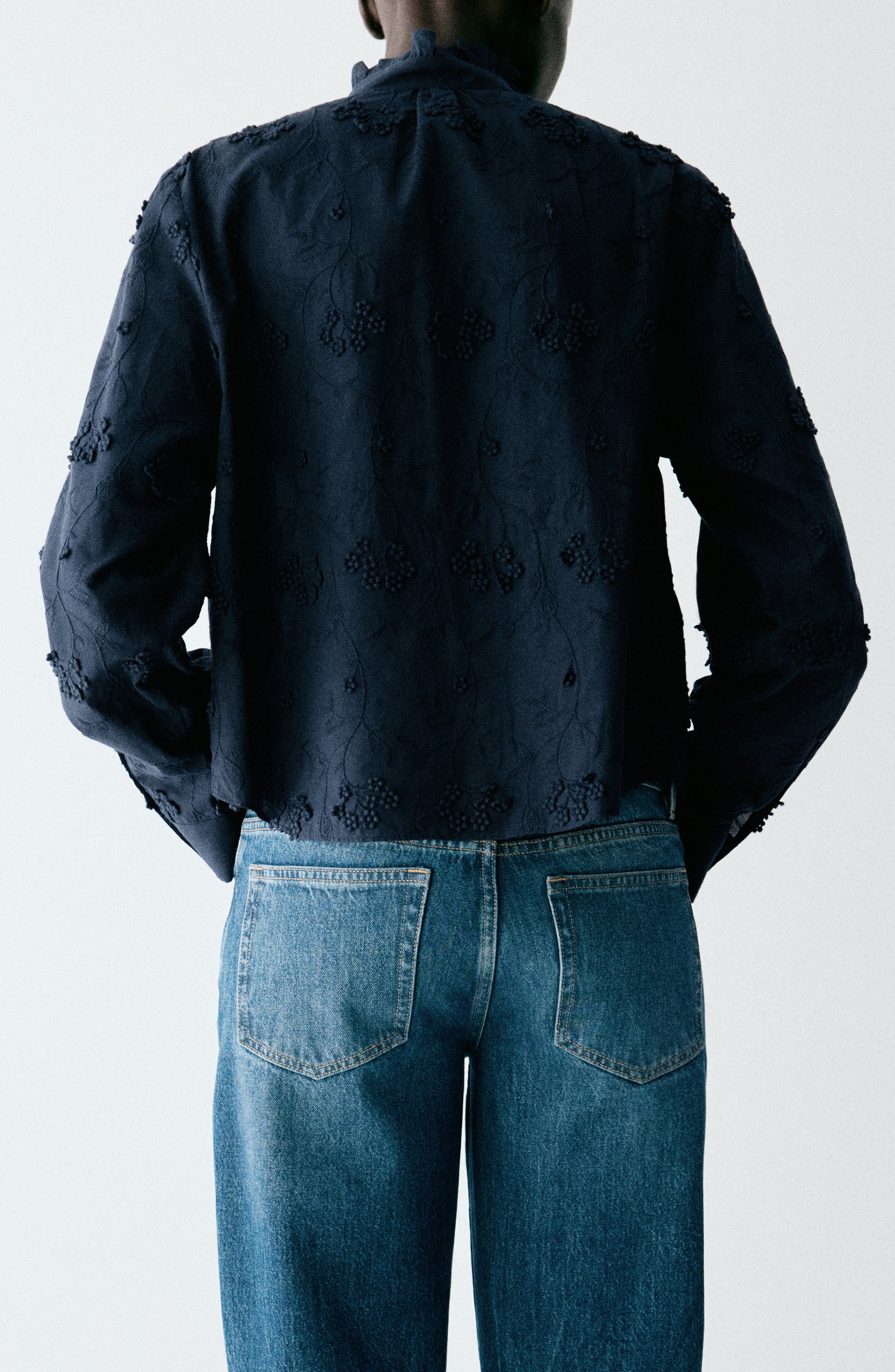 MANGO Embroidered Ruffle Shirt (Women) | Nordstrom