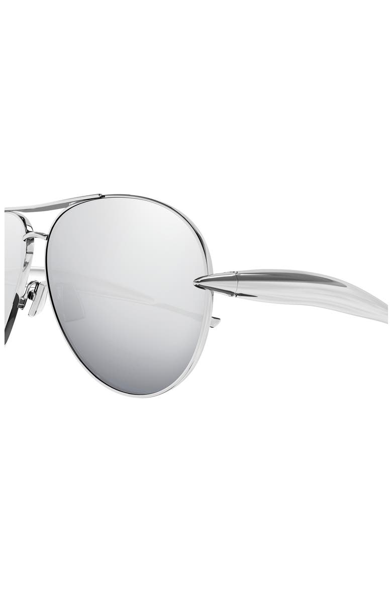 64mm Oversize Pilot Sunglasses, Alternate, color, SILVER